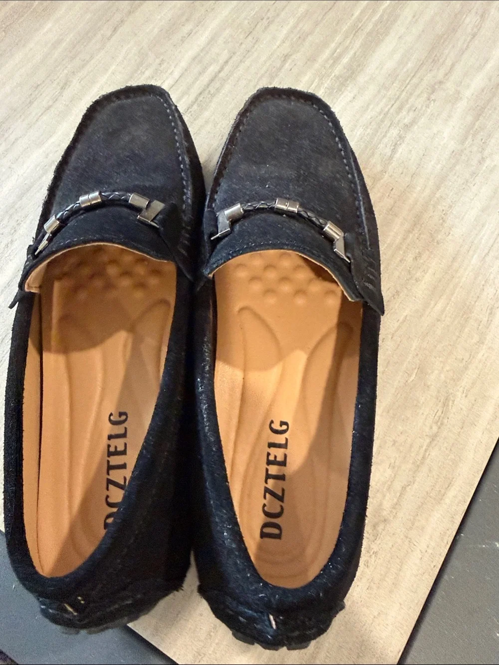 DC Men’s Black Suede Slip-On Loafers with Silver Bit